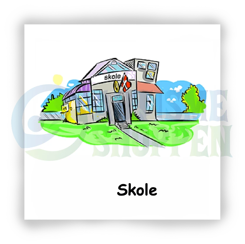 Piktogram: skole, visualiseringshjælpemiddel til autister