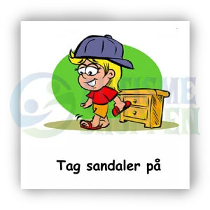 Piktogram: Tag sandaler på, pige, visualiseringshjælpemiddel til autister
